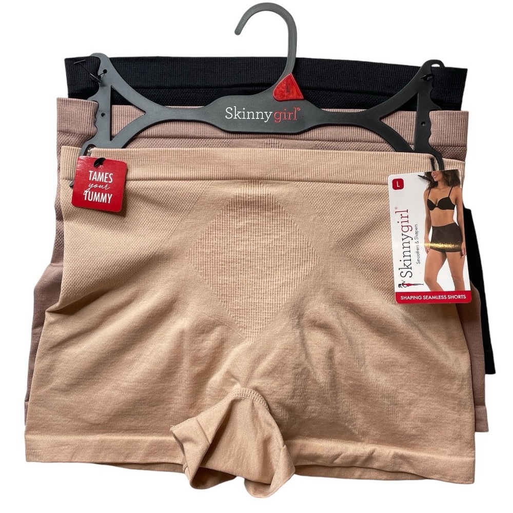 Skinnygirl Shaping Seamless Shorts Set of 3 NWT Shapewear Tames Tummy Size L